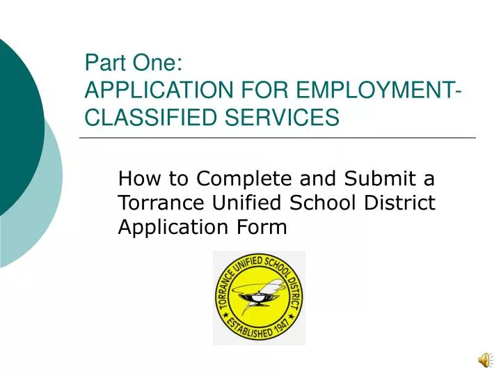 part one application for employment classified services