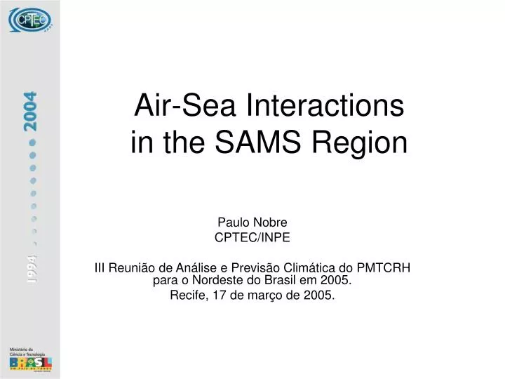 air sea interactions in the sams region