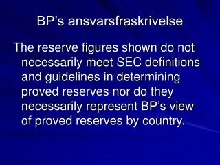 BP’s ansvarsfraskrivelse