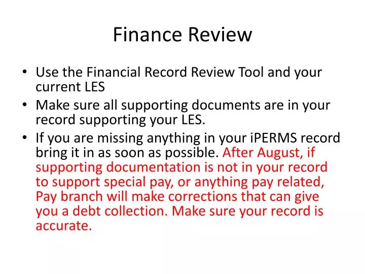 finance review