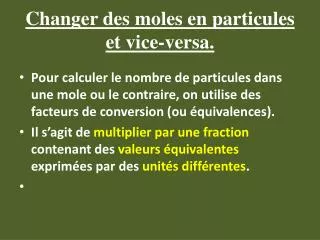 changer des moles en particules et vice versa