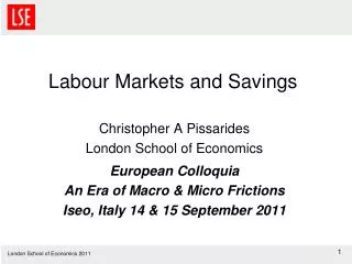 Labour Markets and Savings