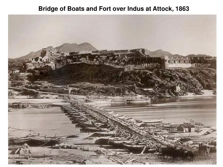 bridge of boats and fort over indus at attock 1863
