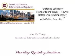 Joe McClary International Distance Education Certification Center