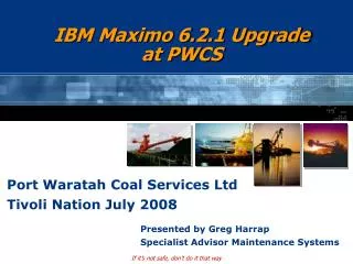 IBM Maximo 6.2.1 Upgrade at PWCS