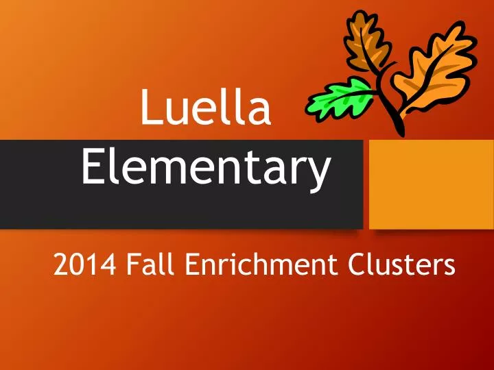 2014 fall enrichment clusters