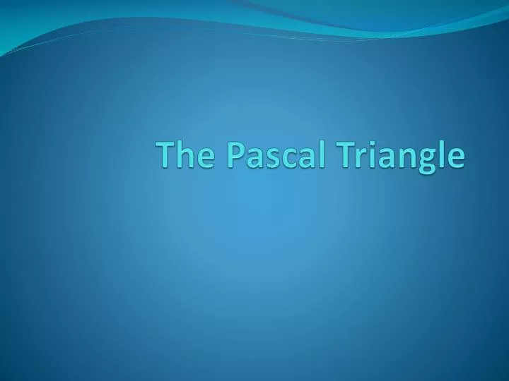 the pascal triangle