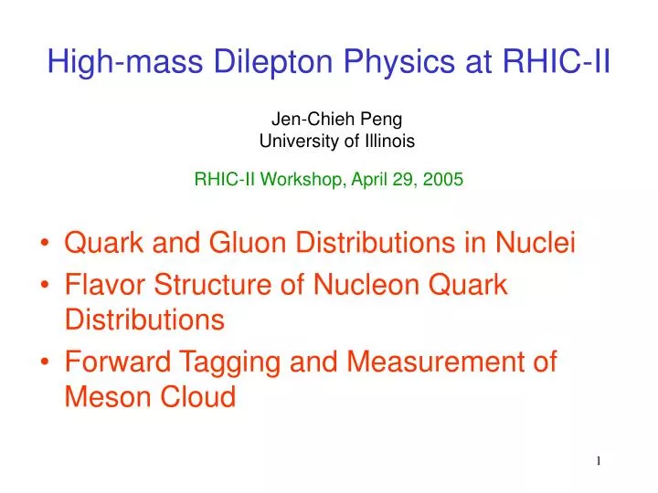 high mass dilepton physics at rhic ii