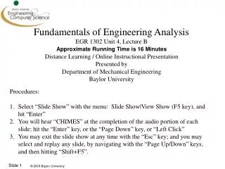 Fundamentals of Engineering Analysis EGR 1302 Unit 4, Lecture B