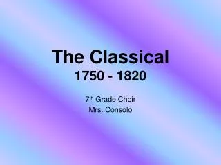 The Classical 1750 - 1820