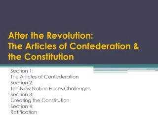 After the Revolution: The Articles of Confederation &amp; the Constitution