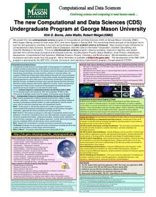 The new Computational and Data Sciences (CDS) Undergraduate Program at George Mason University