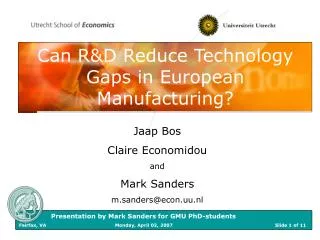 Can R&amp;D Reduce Technology Gaps in European Manufacturing?