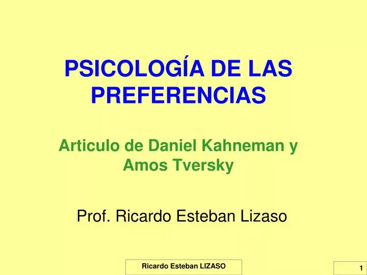 psicolog a de las preferencias articulo de daniel kahneman y amos tversky