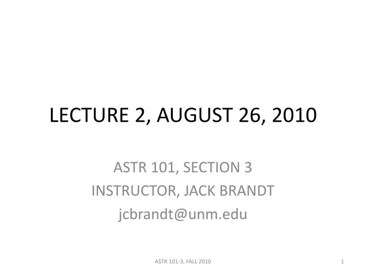 lecture 2 august 26 2010