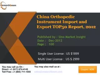 China Orthopedic Instrument Import and Export Market 2012