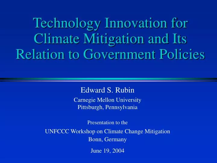 technology innovation for climate mitigation and its relation to government policies