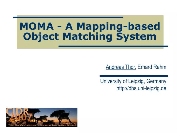 moma a mapping based object matching system