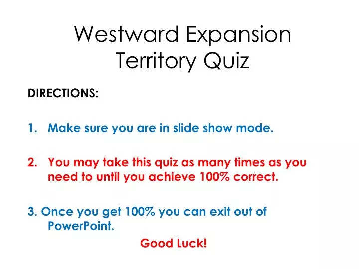 westward expansion territory quiz