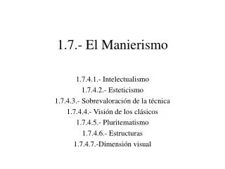 1 7 el manierismo