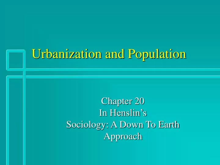 urbanization and population