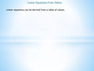 Linear Equations From Tables