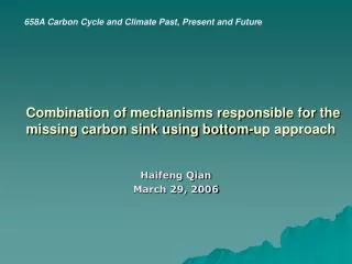 Combination of mechanisms responsible for the missing carbon sink using bottom-up approach