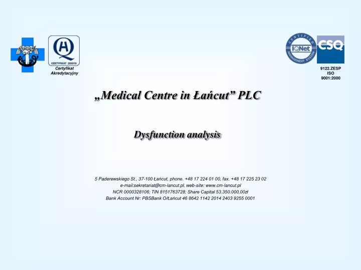 medical centre in a cut plc dysfunction analysis