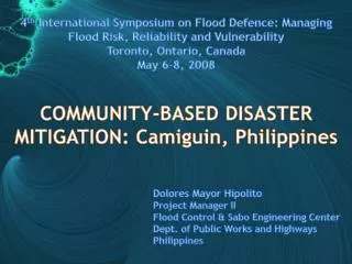 COMMUNITY-BASED DISASTER MITIGATION: Camiguin , Philippines