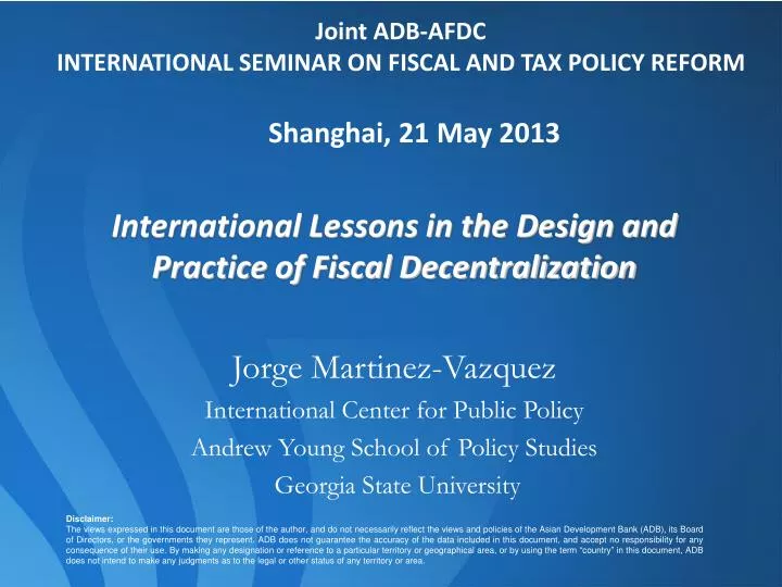 joint adb afdc international seminar on fiscal and tax policy reform shanghai 21 may 2013