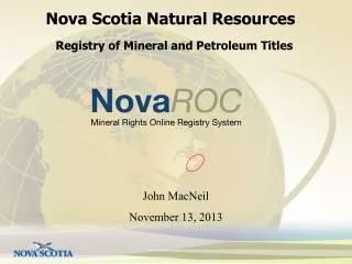 Nova Scotia Natural Resources
