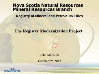 Nova Scotia Natural Resources Mineral Resources Branch