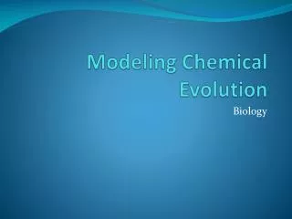 Modeling Chemical Evolution