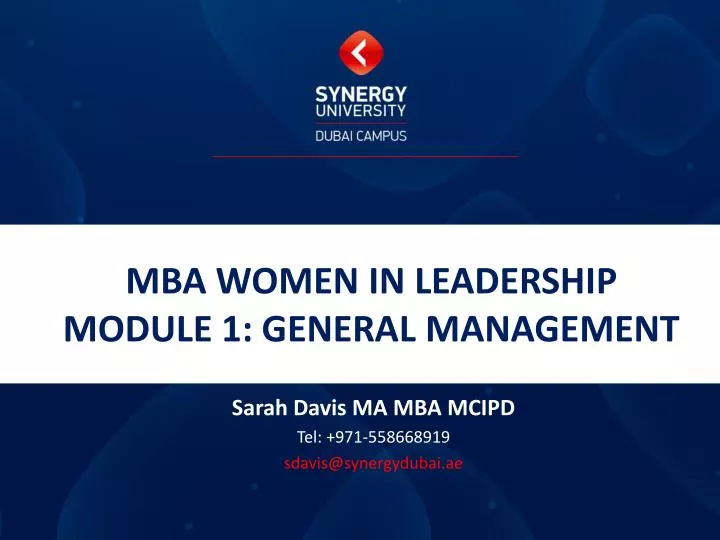 mba women in leadership module 1 general management