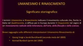 umanesimo e rinascimento
