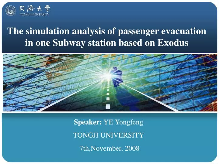 the simulation analysis of passenger evacuation in one subway station based on exodus