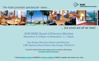 2006 NARC Board of Directors Meeting November 9, 5:00pm to November 11, 1:00pm