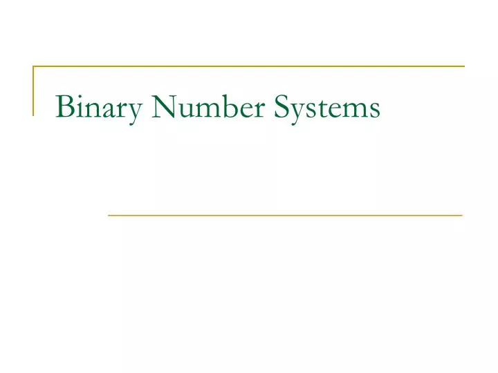 binary number systems