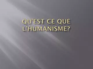qu est ce que l humanisme