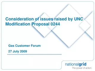 Consideration of issues raised by UNC Modification Proposal 0244