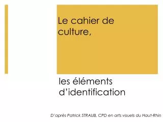 le cahier de culture