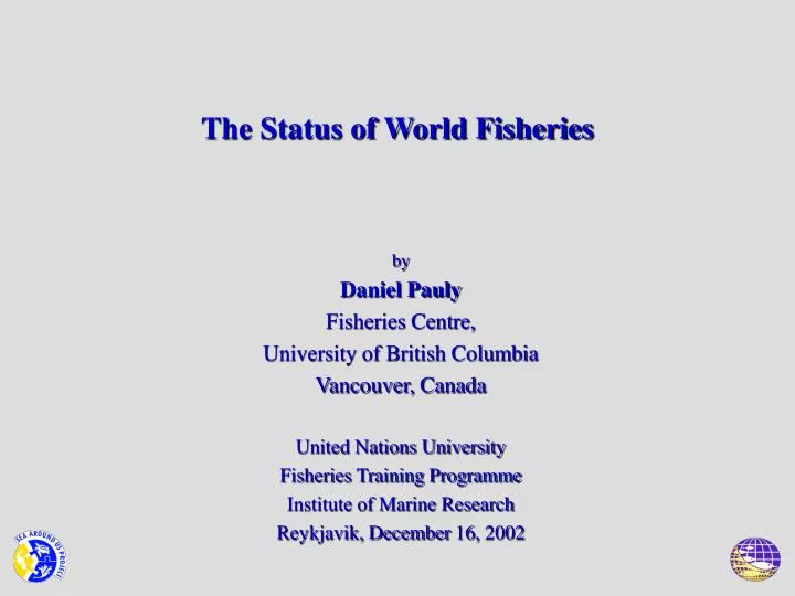 the status of world fisheries