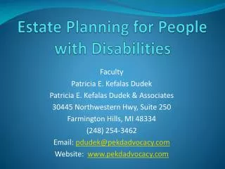 Estate Planning for People with Disabilities