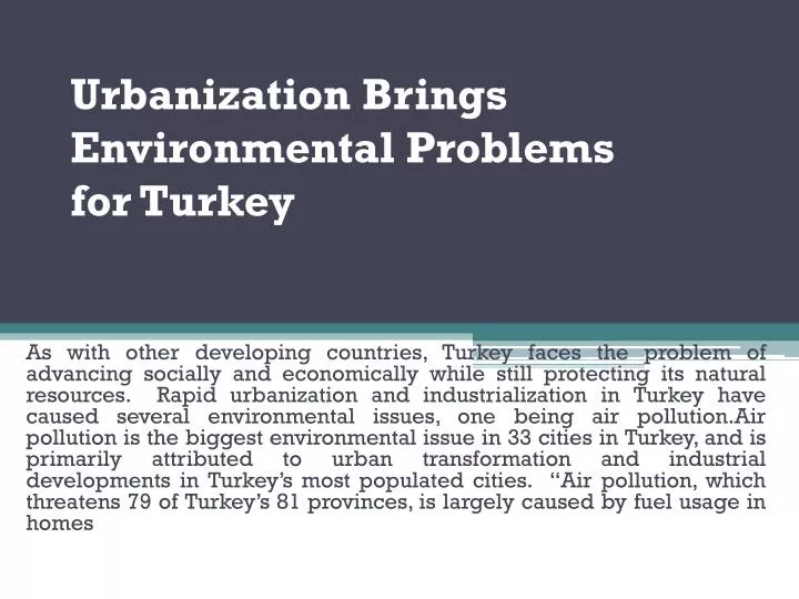 urbanization brings environmental problems for turkey