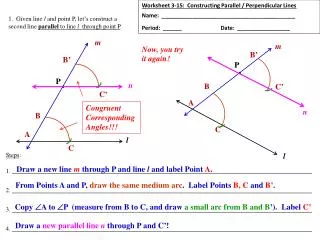 Worksheet 3-15: Constructing Parallel / Perpendicular Lines