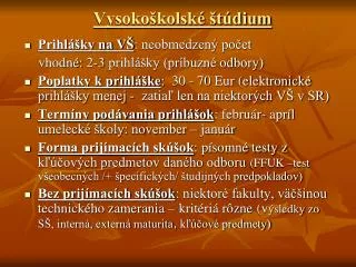vysoko kolsk t dium