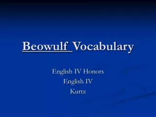 Beowulf Vocabulary