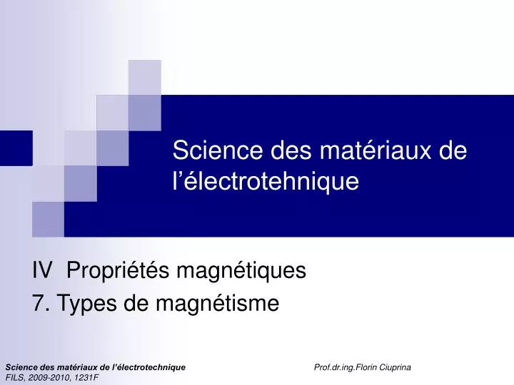 science des mat riaux de l lectrotehnique