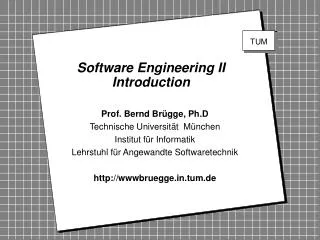 Software Engineering II Introduction