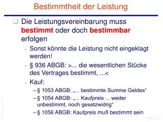 bestimmtheit der leistung